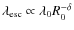 $\lambda_{\rm esc}\propto \lambda_0 R_0^{-\delta}$