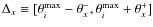 $\Delta_x\equiv [\theta_i^{\rm max}-\theta^-_x,
\theta_i^{\rm max}+\theta^+_x]$