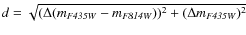 $d=\sqrt{(\Delta(m_{\it F435W}-m_{\it F814W}))^2+(\Delta
m_{\it F435W})^2}$