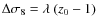 $\Delta \sigma_8 = \lambda ~ (z_0 - 1)$