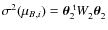 $\sigma^2(\mu_{B, i}) = \vec \theta_2^{~ \rm t} W_2^{} \vec \theta_2^{}$