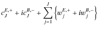 $\displaystyle c_{J}^{E,+} + i c_{J}^{B,-} + \sum_{j=1}^{J} \Big \{ w_j^{E,+} + i w_j^{B,-} \Big \}$