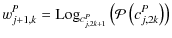 $\displaystyle w_{j+1,k}^P = {\rm Log}_{c_{j,2k+1}^P}\left(\mathcal{P}\left(c_{j,2k}^P\right)\right)$