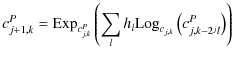 $\displaystyle c_{j+1,k}^P = {\rm Exp}_{c_{j,k}^P}\left(\sum_l h_{l}{\rm Log}_{c_{j,k}}\left(c_{j,k-2^jl}^P\right)\right)$