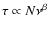 $\tau \propto N \nu^\beta$