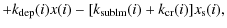 $\displaystyle + k_{{\rm dep}}(i)x(i) - [k_{{\rm sublm}}(i) + k_{{\rm cr}}(i)]x_{\rm s}(i) ,$