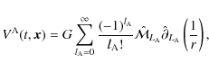 \begin{displaymath}V^{\rm A}(t,\vec{x})=G\sum_{l_{\rm A}=0}^{\infty}\frac{(-1)^{...
...L_{\rm A}}\hat{\partial}_{L_{\rm A}}\left(\frac{1}{r}\right) ,
\end{displaymath}