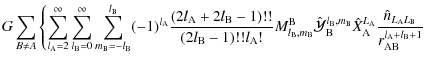 $\displaystyle G\sum_{B\ne A}\left\lbrace \sum_{l_{\rm A}=2}^{\infty}\sum_{l_{\r...
...}\frac{\hat{n}_{L_{\rm A}L_{\rm B}}}{r_{\rm AB}^{l_{\rm A}+l_{\rm B}+1}}\right.$