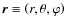 $\vec r\equiv\left(r,\theta,\varphi\right)$