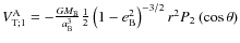 $V_{{\rm T};1}^{\rm A}=-\frac{G M_{\rm B}}{a_{\rm B}^{3}}\frac{1}{2}\left(1-e_{\rm B}^2\right)^{-3/2}r^2P_{2}\left(\cos\theta\right)$
