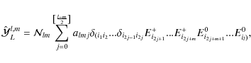 \begin{displaymath}
\hat{{\cal Y}}_L^{l,m}={\mathcal N}_{lm}\sum_{j=0}^{\left\lb...
...+_{i_{2j+1}}...E^+_{i_{2j+m}}E^0_{i_{2j+m+1}}...E^0_{i_{l})} ,
\end{displaymath}