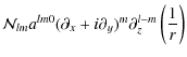 $\displaystyle {\mathcal N}_{lm}a^{lm0}(\partial_x+i\partial_y)^m\partial_z^{l-m}\left(\frac{1}{r}\right)$