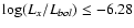 $\log(L_x/L_{bol}) \leq -6.28$