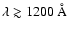 $\lambda \gtrsim 1200 ~ \AA $