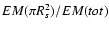 $EM(\pi
R_s^2)/EM(tot)$