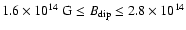 $1.6\times10^{14}~{\rm G}\leq B_{\rm dip}\leq2.8\times10^{14}$
