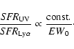 \begin{displaymath}
\frac{{\rm {\it SFR}_{UV}}}{{\rm {\it SFR}_{Ly\alpha}}} \propto \frac{{\rm const}.}{{\it EW}_0}\cdot
\end{displaymath}