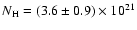 $N_{\rm H}= (3.6\pm0.9)\times10^{21}$