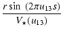 $\displaystyle \frac{r\sin~(2\pi
u_{13}s)}{V_\star(u_{13})}$