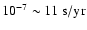 $10^{-7}\sim 11~{\rm s/yr}$