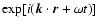 $\exp [i(\vec{k}\cdot\vec{r} + \omega t)]$