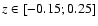 $z \in [-0.15; 0.25 ]$