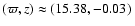 $(\varpi,z ) \approx (15.38, -0.03)~$