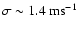 $\sigma \sim 1.4~ {\rm ms}^{-1}$