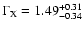 $\Gamma_{\rm X} = 1.49^{+0.31}_{-0.34}$
