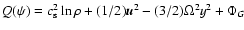 $Q (\psi) =c_{\rm s}^2\ln\rho +(1/2) {\vec u}^2 -(3/2)\Omega^2y^2 +\Phi_G$
