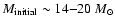 $M_{{\rm initial}}\sim14{-}20\:M_{\odot}$