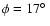 $\phi =
17\hbox{$^\circ$ }$