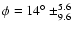 $\phi=14\hbox{$^\circ$ }\pm^{5.6}_{9.6}$