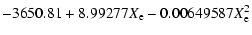 $\displaystyle -3650.81 +8.99277X_{\rm e} -0.00649587X_{\rm e}^2$