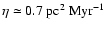 $ \eta \simeq 0.7~\mbox{pc}^2~ \mbox{Myr}^{-1}$