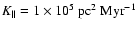 $K_\parallel = 1\times 10^5~\mbox{pc}^2~
\mbox{Myr}^{-1}$