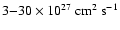 $3{-}30\times 10^{27}~ \mbox{cm}^2~ \rm s^{-1}$