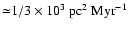 ${\simeq} 1/3 \times 10^3~
\mbox{pc}^2~\mbox{Myr}^{-1}$