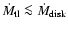 $\dot{M}_{\rm tl} \la \dot{M}_{\rm disk}$