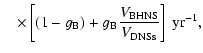 $\displaystyle \quad \times \left[(1-g_{\rm B})+g_{\rm B}\frac{V_{\rm BHNS}}{V_{\rm DNSs}}\right]~{\rm yr}^{-1},$