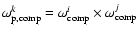 $\omega_{\rm p,comp}^{k}=\omega_{\rm comp}^{i} \times \omega_{\rm comp}^{j}$