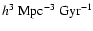 $h^{3}~{\rm Mpc}^{-3}~{\rm Gyr}^{-1}$