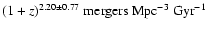 $(1+z)^{2.20 \pm 0.77}~{\rm mergers~Mpc^{-3}~Gyr^{-1}}$