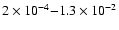 $2\times 10^{-4} {-} 1.3\times 10^{-2}$