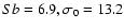 $Sb = 6.9, \sigma_0 = 13.2$
