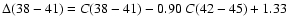 $\Delta(38-41) = C(38-41) -0.90\; C(42-45) + 1.33$