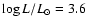 $\log L/L_{\odot} =
3.6$