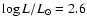 $\log L/L_{\odot} =
2.6$