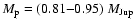 $M_{\rm p}=(0.81{-}0.95)~M_{\rm Jup}$
