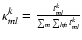 $\kappa^{k}_{ml} =\frac{t^{k}_{ml}}{\sum_{m}\sum_{l \not m} t^{k}_{ml}}$